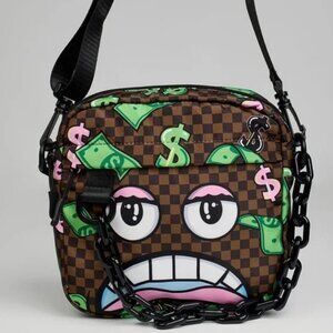 Mad Money Chain Detail Animated Graphic Print Crossbody Bag NWT